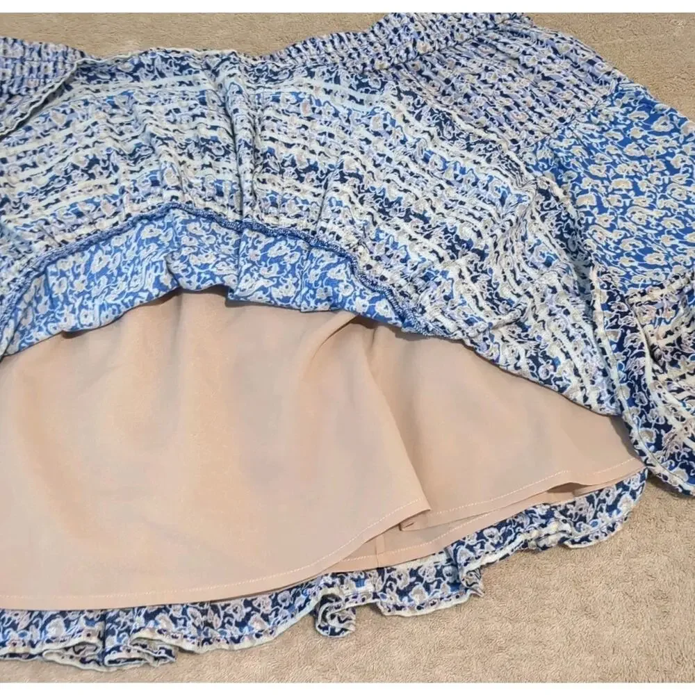BCBG Womens M Paula Skater Skirt Colbalt Blue Y2K Boho Festival